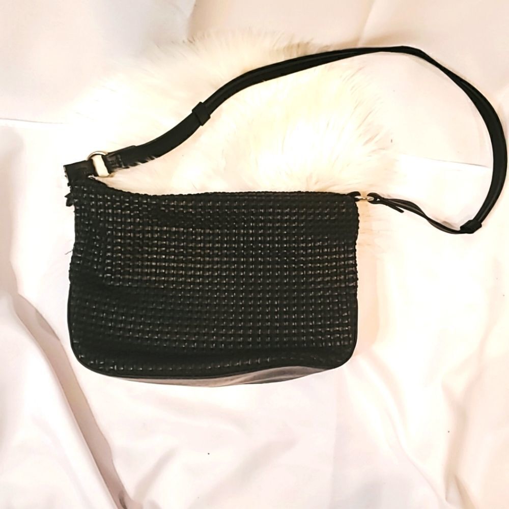 THE SAK by Elliott Lucca Black Leather Woven Purse
